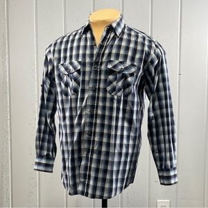 *Beverly Hills Polo Club Men’s Plaid Button Down Long sleeve Shirt Sz L